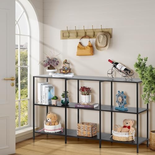 DCLRN 47 Inch 3 Tier Metal Console Table with 4 Storage Units,Sofa Table Behi...