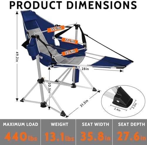 Romswi 2-Pack Aluminum Hammock Chair with Footrest, Oversized Portable Foldin...