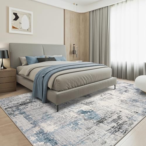 Abstract 8x10 Area Rug: Machine Washable Non Slip Ultra Thin Low-Pile Carpet,...