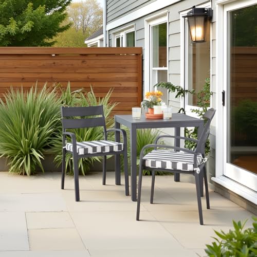 Outdoor 18 inch Square Patio Dining Chair Pads – Comfortable Fiber-Filled Sea...