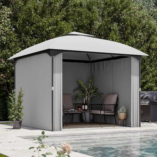 LAUSAINT HOME 10x10 Patio Arc Gazebo Outdoor Canopy Tent with Curtains, Soft ...