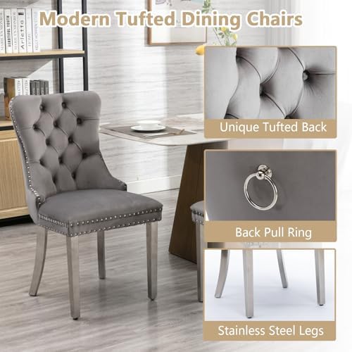 5 Piece Glass Dining Table Set Modern Glass Dining Table Set for 4, 51" ...