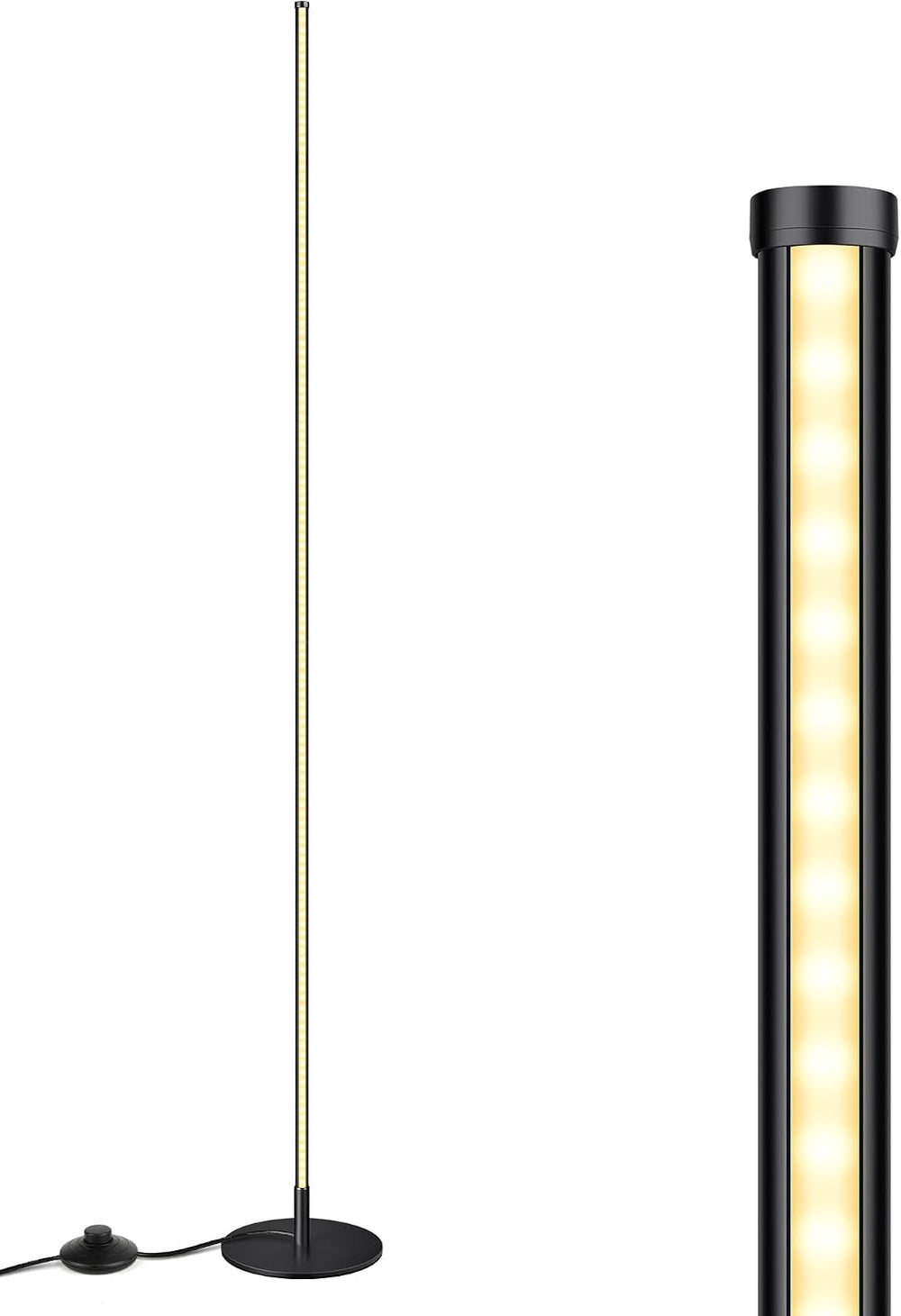 EDISHINE LED Corner Floor Lamp, 57.5" Minimalist Dimmable Sleek Light, A...