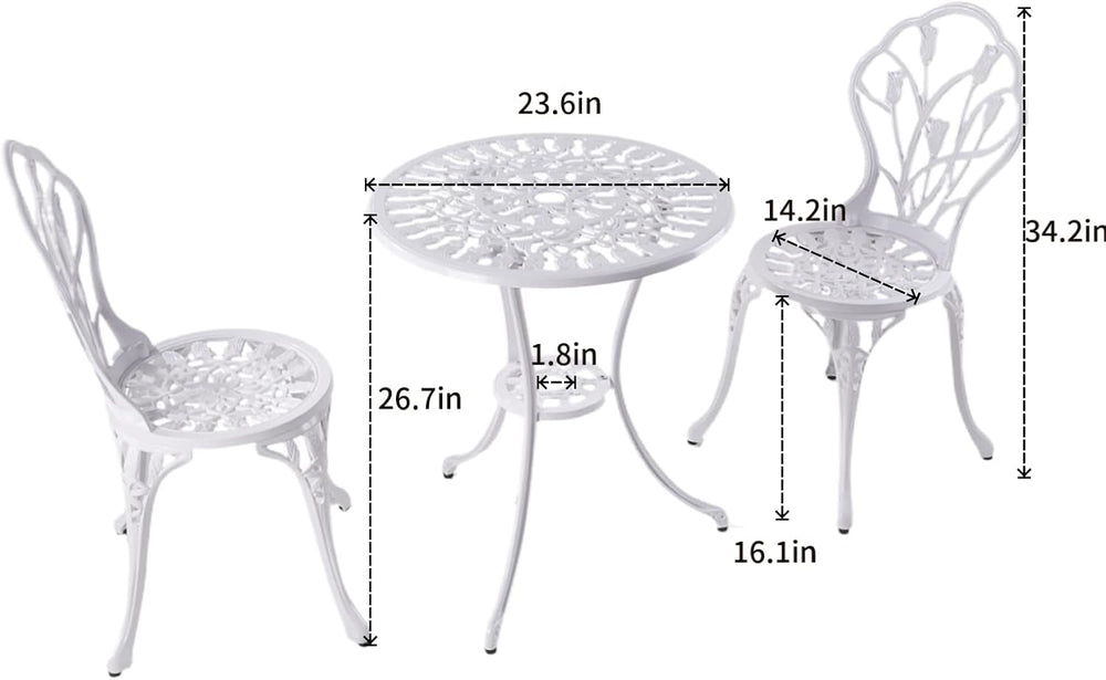 KAILI Patio Bistro Sets 3 Piece cast Aluminum Patio Furniture Outdoor Garden ...