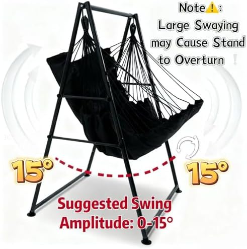 Hammock Chair Stand with X-Large Swing Chair with Footrest,Anti-Tip Thickened...
