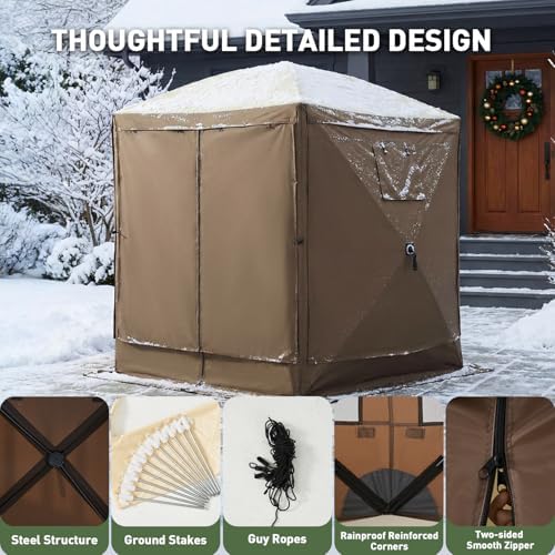 Aoxun 12x12ft Pop Up Canopy Tent, Camping Gazebo Screen Tent, Brown