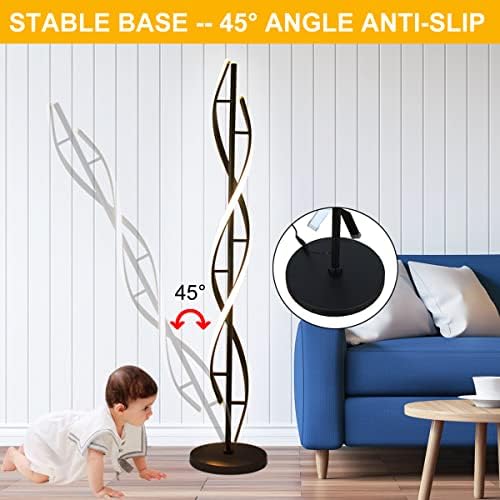 Modern Spiral Floor Lamps for Living Room, 40W LED Floor Lamp with Remote Con...