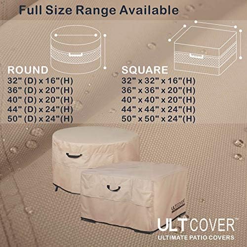 ULTCOVER Waterproof Square Patio Fire Pit Table Cover 44 inch