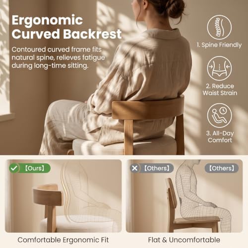 LukeAlon Mid Century Linen Counter Stools Set of 3, Upholstered 26.5" Se...