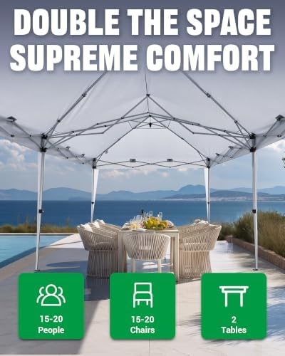 Acepic 10x20 Pop Up Canopy Tent with 6 Removable Sidewalls, White, 10x20