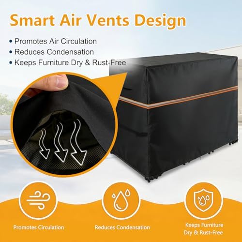 Outdoor Wicker Table Set Cover, 60" L x 60" W x 38" H, Black