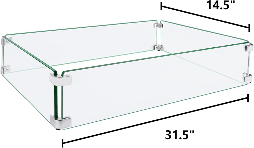 Fire Pit Wind Guard, 31.5"x14.5"x6" Fire Pit Wind Guard Rectangle