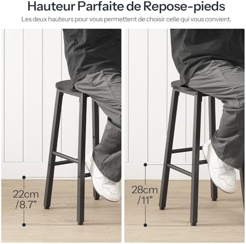 HOOBRO Bar Stools, Bar stools Set of 2,Counter Height Bar Stools, 24.8" ...