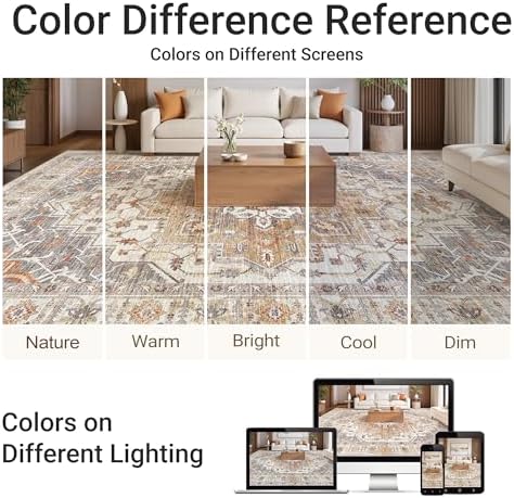 befbee 8x10 Area Rugs for Living Room, Washable Vintage Non Slip Rug