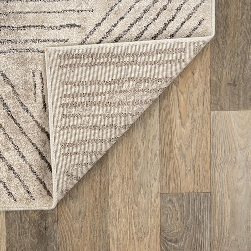 Rugshop Modern High-Low Patchwork Geometric Area Rug Indoor Cream 2'3&quo...