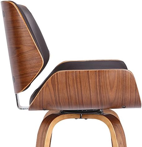 Armen Living Tyler 26" Counter Height Swivel Brown Faux Leather and Waln...