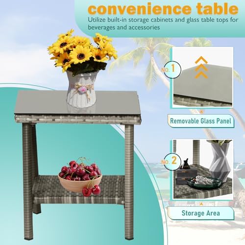 PayLessHere Set of 3 Outdoor Furniture Set Patio Furniture Set Gray Conversat...