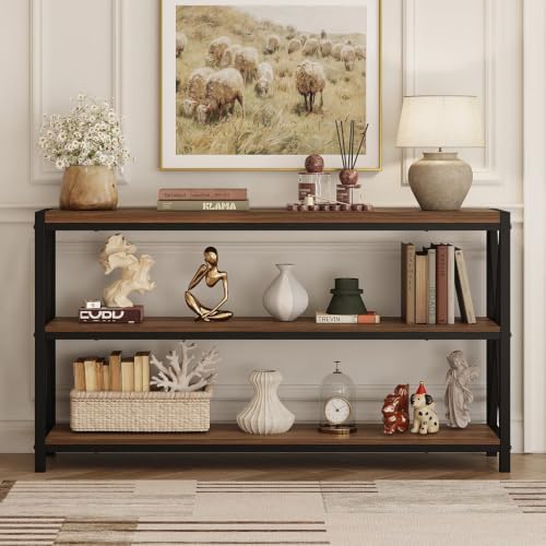FATORRI Console Table for Entryway, 55 Inch Modern Entry Table with 3 Tier Sh...