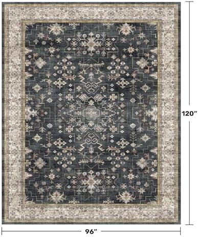 Black Farmhouse Washable 8x10 Area Rugs for Living Room, Bedroom, Dining Room...