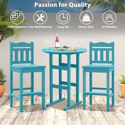 Sundale Outdoor Adirondack Round Bar Table, 39” Height Patio Pub Deck Table