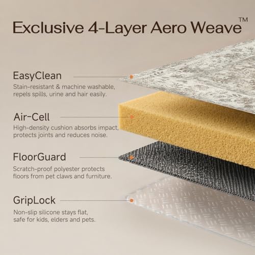 8x10 Taupe Washable Neutral Area Rug Living Room