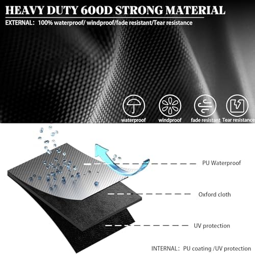 51-74.8" Round Fire Pit Cover Heavy Duty 600D Oxford Waterproof Outdoor ...