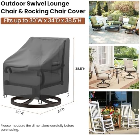 Mrrihand Patio Chair Covers, 2 Pack Outdoor Swivel Lounge Chair Cover, Heavy ...