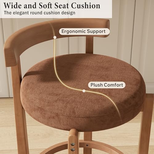 Bar Stools Set of 2, 26" Upholstered Counter Height Bar Chairs, Mid Cent...