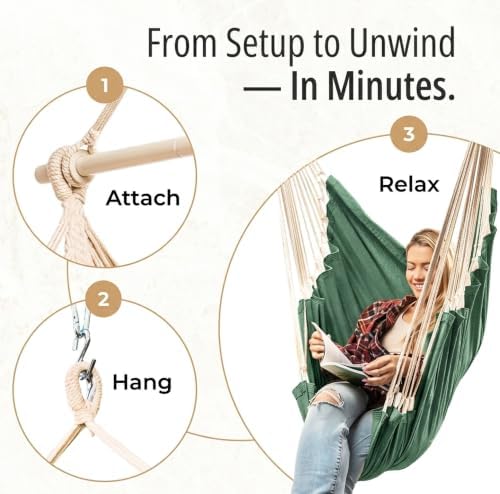 Hanging Hammock Chair Swing with Footrest - XL Hammock Swing Chair