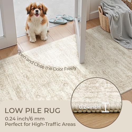 8x10 Area Rugs for Living Room,Large Washable Rug,Beige