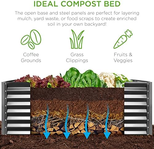Best Choice Products 6x3x2ft Outdoor Metal Raised Garden Bed, Deep Root Box P...