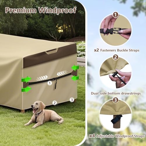 RICHIE Outdoor Patio Furniture Cover - Heavy Duty Waterproof 600D Tough Canva...