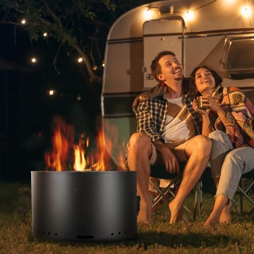 VEVOR Smokeless Fire Pit Stove Bonfire, H: 17 in x Dia: 28 in,Wood Burning Fi...