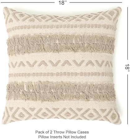 · REDEARTH · Textured Handwoven Throw Pillow Cases Geometric Craft Taupe