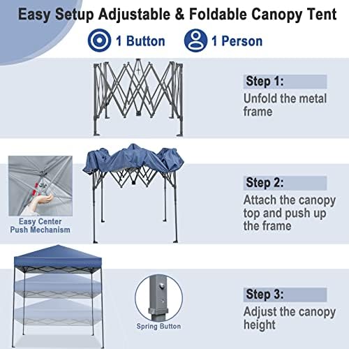 Tangkula 6.6x6.6 Ft Pop Up Canopy, 1 Person Instant Setup Canopy Tent with Ce...