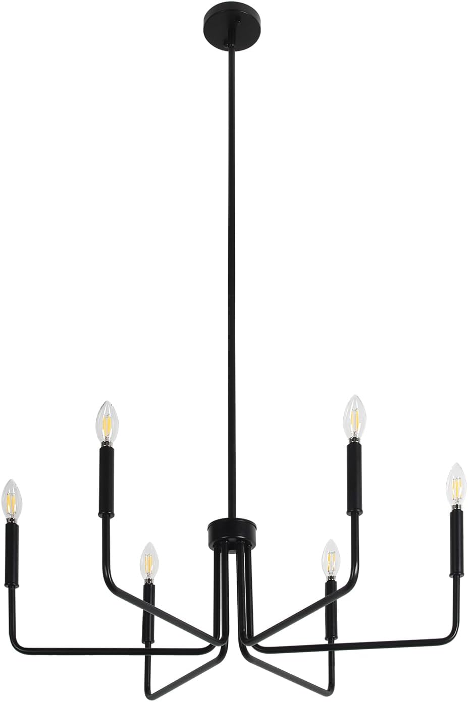 Black Chandelier for Dining Room, Modern 6-Light Farmhouse Chandeliers Lighti...
