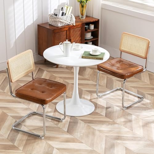 Zesthouse Natural Rattan Dining Chairs Set of 4, Mid Century Modern Dining Ro...