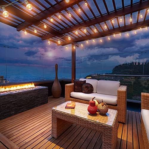 100Ft G40 Outdoor String Lights Patio Lights with 100 Edison Globe Bulbs, Connectable Outdoor String Lights Waterproof UL Listed for Indoor Porch Party Wedding Deck Balcony Wedding Party Decor- White