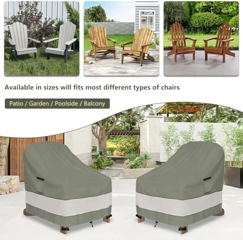 Outdoor Adirondack Chair Cover 2 Pack,Waterproof 100% Patio Chair Covers,32W ...