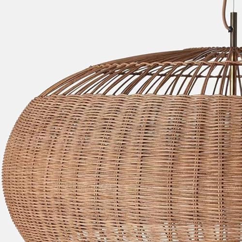 Rattan Handwoven Pendant Lights Adjustable Bamboo Wicker Hanging Lamp, Pendan...