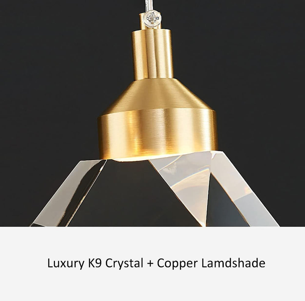 Modern Crystal Pendant Light, 3-Color LED Crystal Pendant Light, Adjustable H...