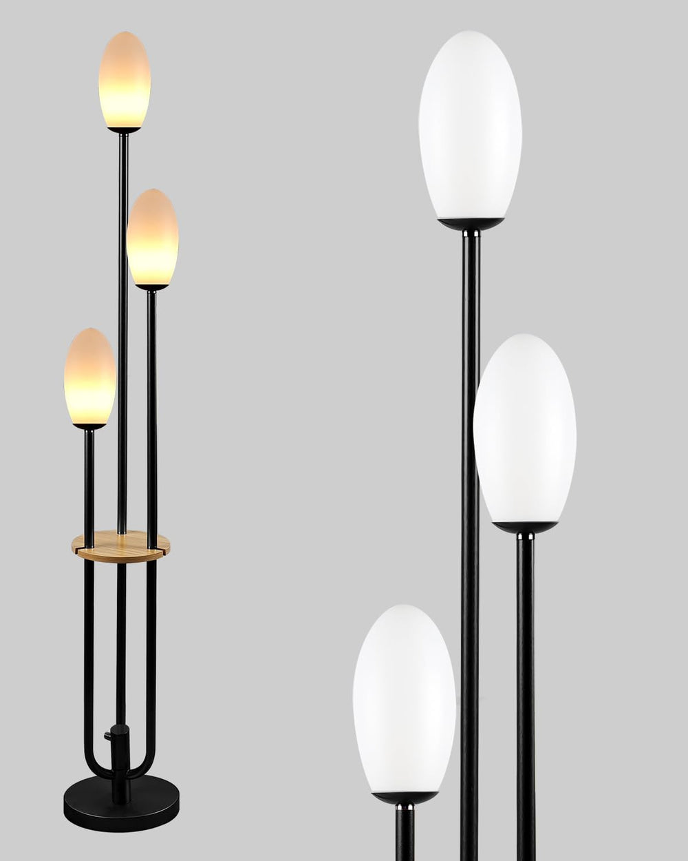 Lightdot LED Floor Lamp Dimmable Globe Floor Lamps with Shelf Mid Century Mod...