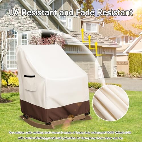 Outdoor Adirondack Rocking Chair Cover 2 Pack, Heavy Duty 600D Waterproof Pat...