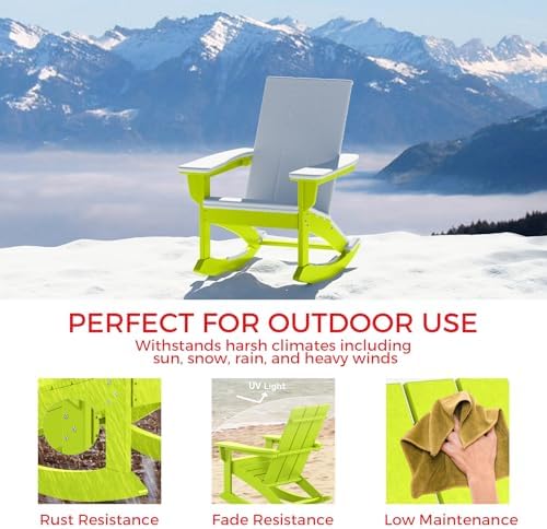 Costaelm Outdoor Adirondack Chair, All Weather Resistant Lawn Chairs Balcony ...
