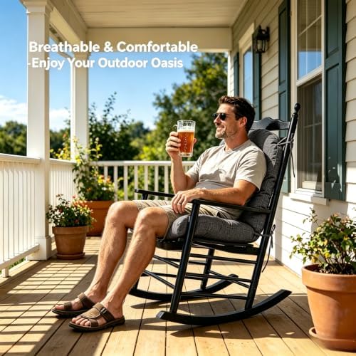 QILLOWAY Tufted Outdoor Chair Cushion Waterproof 43x20x4 Inch Non Slip Replac...