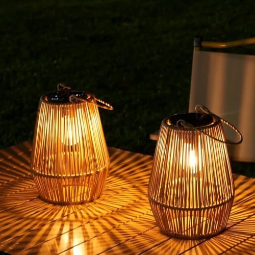 Solar Lanterns Outdoor Waterproof, Solar Lights Outdoor 2 Pack