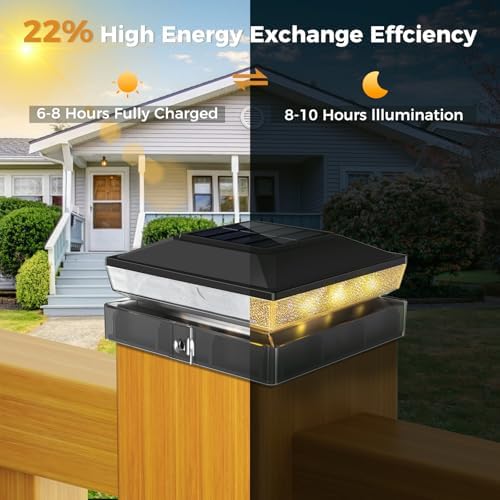 vighep 14 Pack Fence Post Solar Lights, Fits 4x4 & 3.5x3.5 Wood Vinyl Pos...