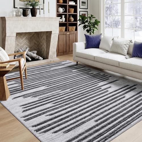 GarveeHome 5x7 Non Slip Striped Area Rug for Living Room Bedroom Classroom