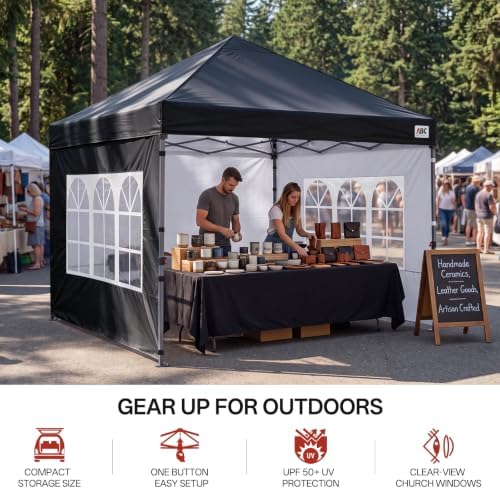ABCCANOPY 10x10 Pop Up Canopy Tent, Enclosed with Zippered Walls, Black