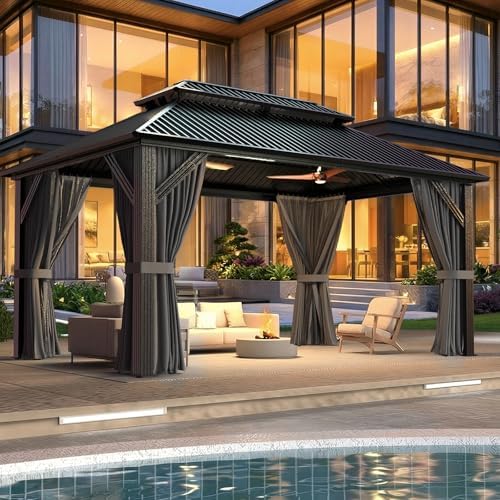Polar Aurora 10'x14' Aluminum Gazebo Grey